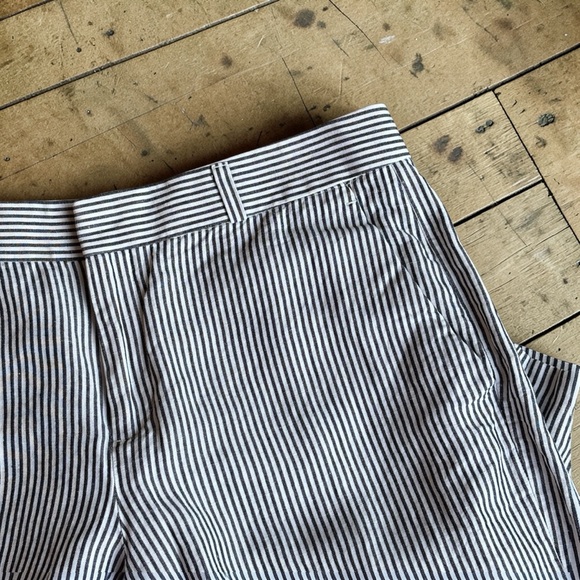 Banana Republic Logan Cropped Pants Size 8 Black White Stripe Linen Blend Ankle - Picture 11 of 12